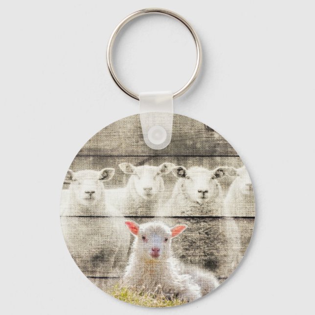 Porte-clés Brûlure d'agneau de bébé à mouton rustique (Recto)