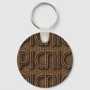 Porte-clés Brun en osier drôle de typographie de style de