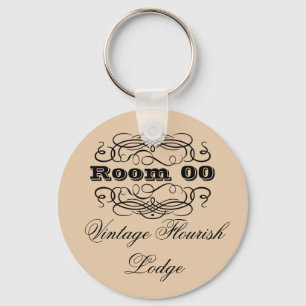Porte-clés Brun vintage de chambre d'hôtel de typographie