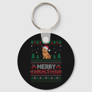 Porte-clés Bruxelles Griffon Amoureux de les chiens Santa Hat