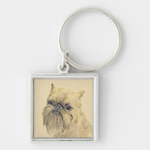 Porte-clés Bruxelles Griffon Peinture - Cute Original Chien A