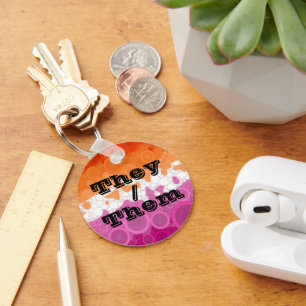 Porte-clés Bubbly personnalisable Pronoun Drapeau de la fiert