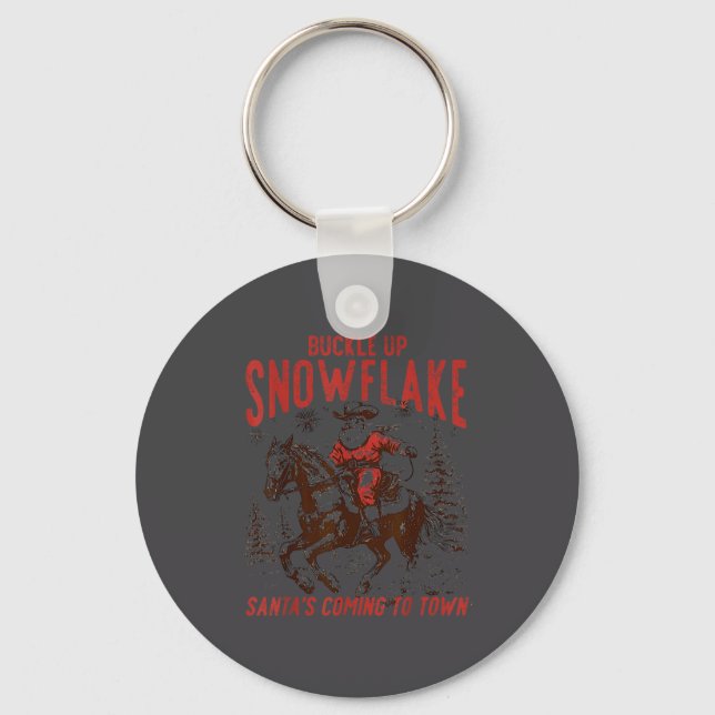 Porte-clés Buckle Up Snowflake Santa Cowboy Western Holiday C (Recto)