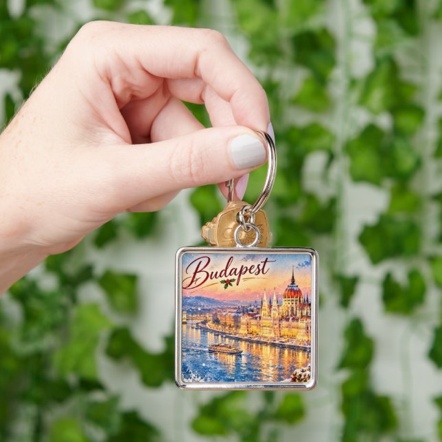 Porte-clés Budapest Hongrie Danube Parlement Noël (main)