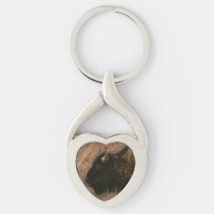 Porte-clés Buffalo de bison de bois