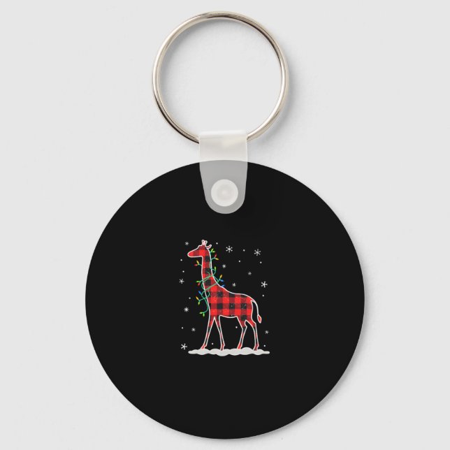 Porte-clés Buffalo Plaid Family Matching Giraffe Christmas Pa (Recto)
