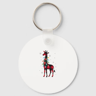 Porte-clés Buffalo Plaid Family Matching Giraffe Christmas Pa