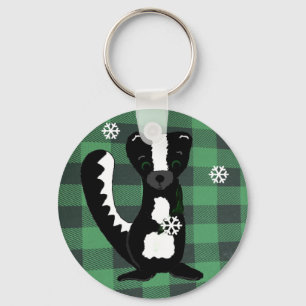 Porte-clés Buffalo Plaid Woodland Skunk Keychain