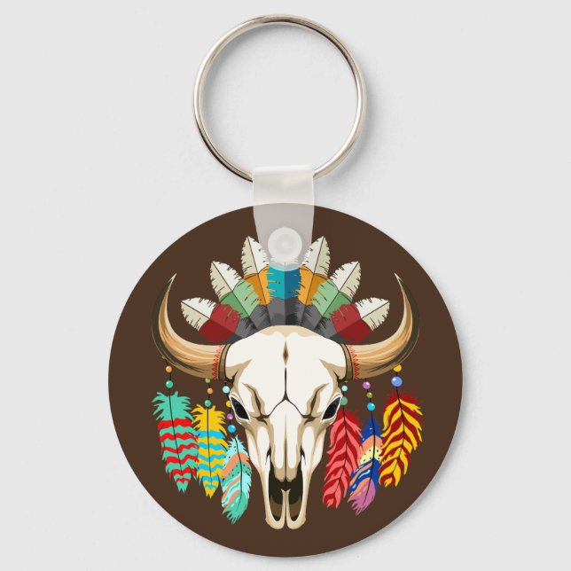 Porte-clés Buffalo Skull Native American Emblem (Recto)