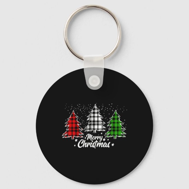 Porte-clés Buffle de Noël Plaid Rouge Blanc Vert Noël (Recto)