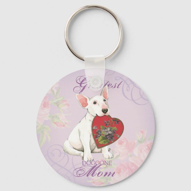 Porte-clés Bull Terrier Heart Mom (Recto)