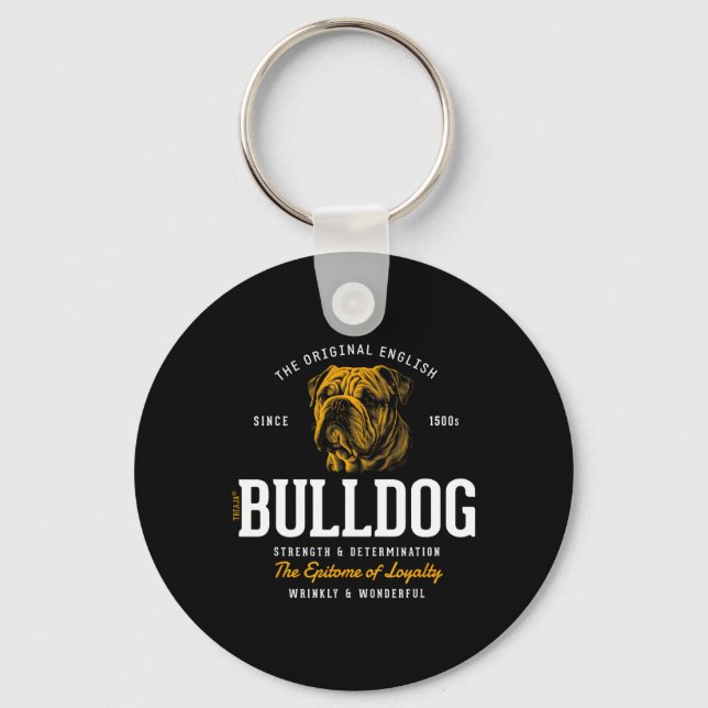 Porte-clés Bulldog anglais rétro (Recto)
