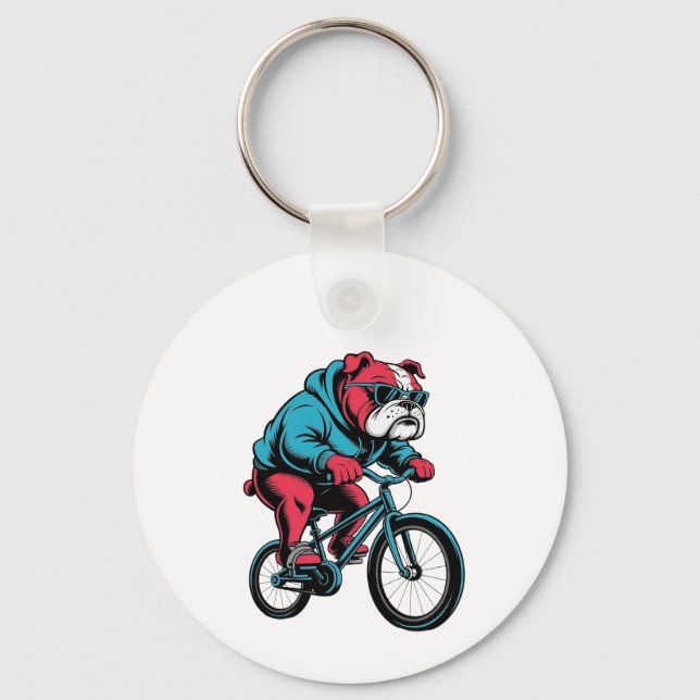 Porte-clés Bulldog cycliste (Recto)