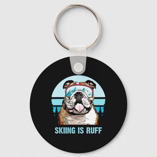 Porte-clés Bulldog Winter Ski Est Un Amoureux des chiens De S (Recto)