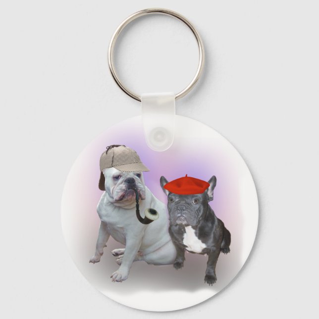 Porte-clés bulldogs anglais et français (Recto)