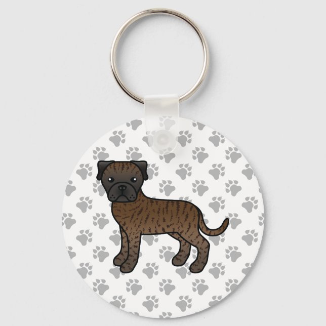 Porte-clés Bullmastiff bringé Chien de dessin animé mignon (Recto)