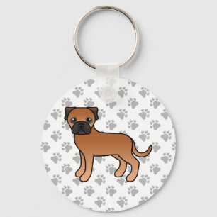 Porte-clés Bullmastiff Rouge Chien de Dessin Animé Mignon