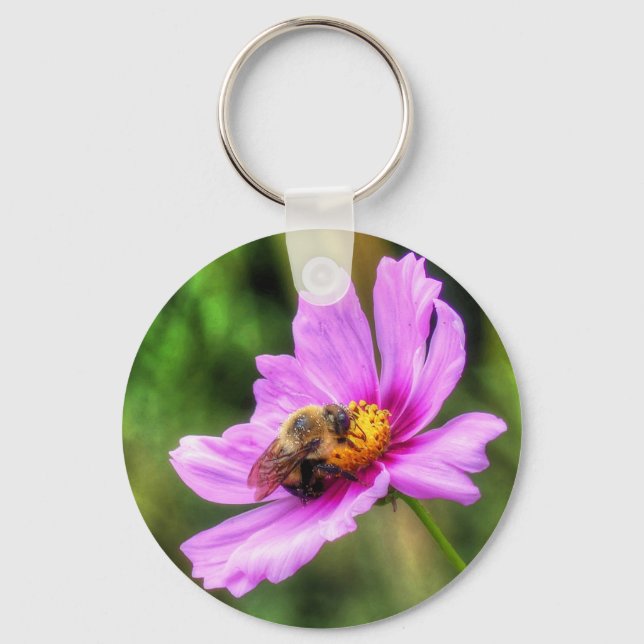 Porte-clés Bumble Bee on Pink Cosmos (Recto)