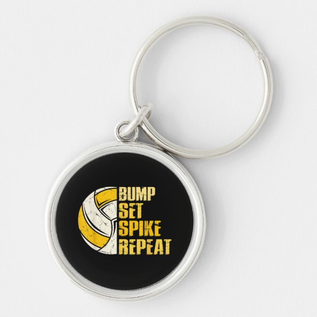 Porte-clés Bump Set Spike Répéter Volleyball Funny (Devant)