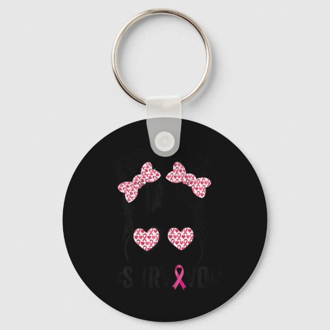 Porte-clés Bun Gles Portent Pink Survivor Cancer du sein Laur (Recto)