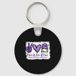 Porte-clés Bun Messy Paix Amour Cure Ruban Violet Opioïde Sur