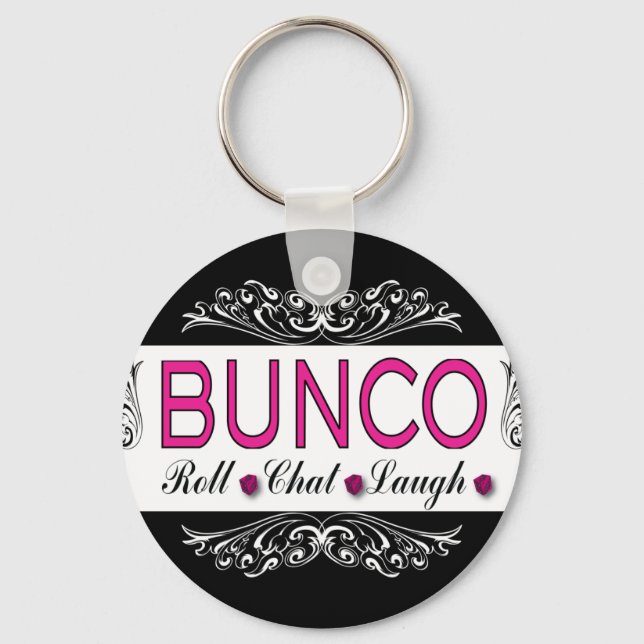 Porte-clés Bunco, Roll, Chat, Laugh In Pink, Black and White (Recto)
