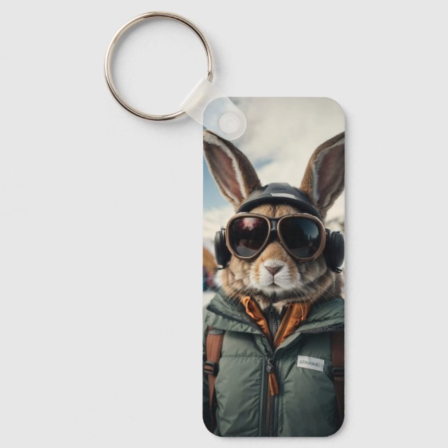 Porte-clés Bunny de snowboard Whimsical (Recto)
