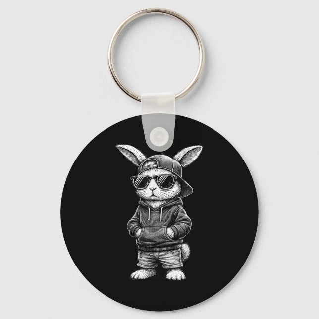 Porte-clés Bunny Face With Sungles Funny Easter Day For Boys  (Recto)