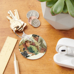 Porte-clés Bureau d'entreprise vintage, PDG patron et secréta