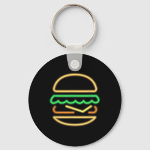 Porte-clés Burger Neon - Style D'Un Clic 80s Retro Neon Signa