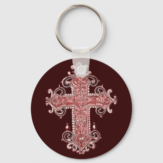 Porte-clés Burgundy Pink Cross Porte - clé d'art Vintage !