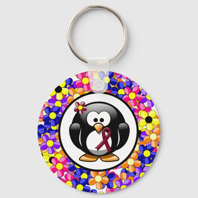 Porte-clés Burgundy Sensibilisation Ruban Penguin (Recto)