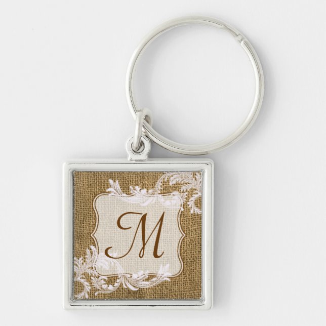 Porte-clés Burlap Pays Dentelle Appliquée Rustique Porte - cl (Devant)