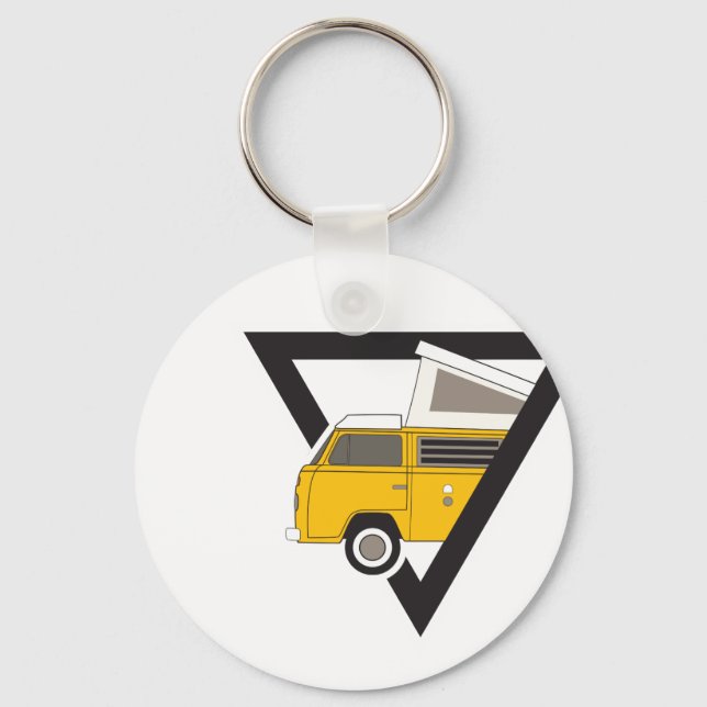 Porte-clés bus jaune classique triangle (Recto)