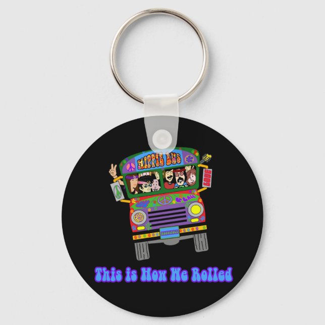 Porte-clés Bus scolaire Hippie (Recto)