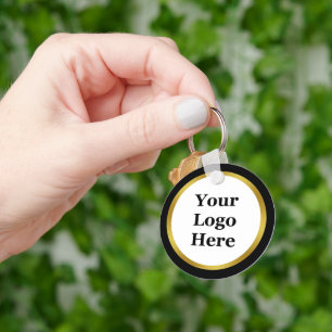 Porte-clés Business Black White Gold 2 face Votre logo ici