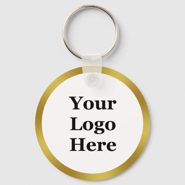 Porte-clés Business Template Faux Gold Border Your Logo Here (Recto)