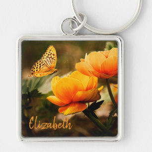 Porte-clés Butterfly and Flowers