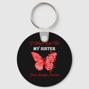 Porte-clés Butterfly I Wear Red For My Sister Brain Aneurysm