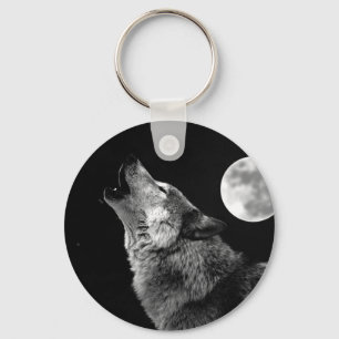 Porte-clés BW Wolf Howling at Moon