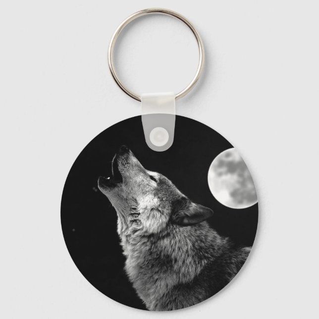 Porte-clés BW Wolf Howling at Moon (Recto)