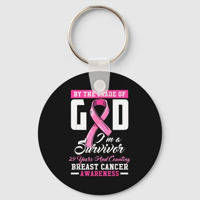 Porte-clés By The Grace Of God Survivor 29 Year Breast Cancer (Recto)