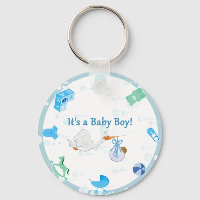 Porte-clés C’est un garçon - Baby shower personnalisé (Recto)