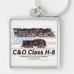 Porte-clés C&O Classe H-8 Locomotive Allegheny - Drapeau amér