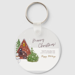 Porte-clés Cabane d'hiver cosy & Bonhomme de neige Noël à l
