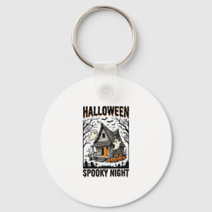 Porte-clés Cabine effrayante d'Halloween Art vintage de nuit
