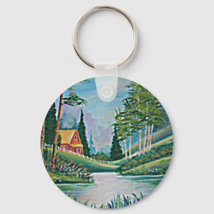 Porte-clés Cabine par la peinture à l'huile de ruisseau