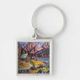 Porte-clés Cabine par la peinture à l'huile du lac