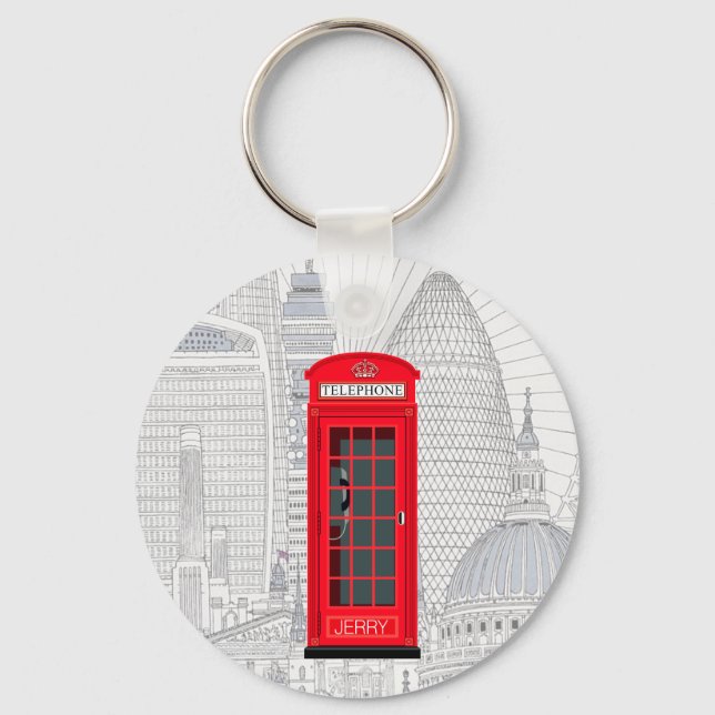 Porte-clés Cabine Téléphonique Rouge de Londres avec Ciel de  (Recto)