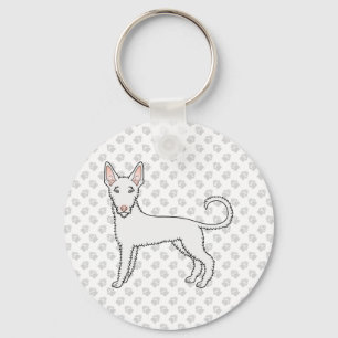 Porte-clés Câble blanc Haired Ibizan Hound Cartoon Chien & Pa